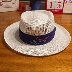 NWT VTG 80s 90s Greg Norman Golf Straw Hat Rare Sport Shark Logo USA Tank